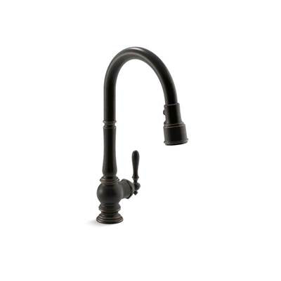 Kohler 99259-2BZ- Artifacts® single-hole kitchen sink faucet with 17-5/8'' pull-down spout and turned lever handle, DockNetik magnetic docking system,  | FaucetExpress.ca