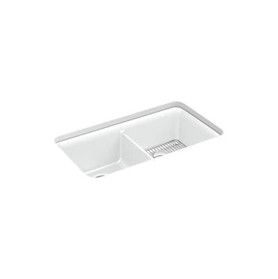 Kohler 8199-CM6- Cairn® 33-1/2'' x 18-5/16'' x 10-1/8'' Neoroc® undermount double-equal kitchen sink with rack | FaucetExpress.ca