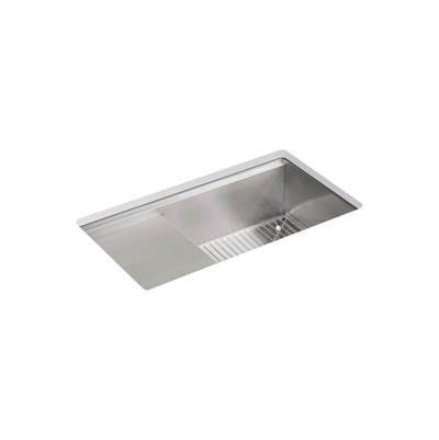 Kohler 3760-NA- Stages 33'' x 18-1/2'' x 9-13/16'' Undermount single-bowl kitchen sink with wet surface area | FaucetExpress.ca