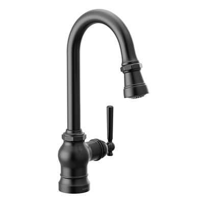 Moen S52003BL- Paterson One-Handle Pulldown Bar Faucet with Power Clean, Includes Interchangeable Handle, Matte Black