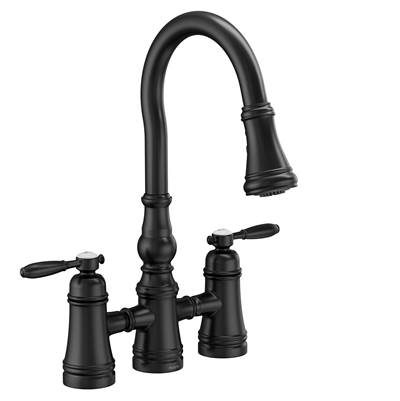 Moen S73204BL- Weymouth Matte Black Two-Handle High Arc Pulldown Kitchen Faucet