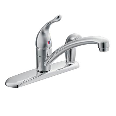 Moen 7434- Chateau Single-Handle Standard Kitchen Faucet with Side Sprayer on Deck in Chrome