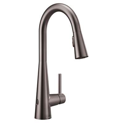 Moen 7864EWBLS- Sleek Touchless Single-Handle Pull-Down Sprayer Kitchen Faucet with MotionSense Wave in Black Stainless