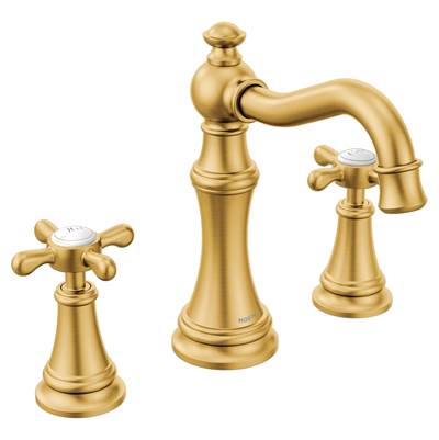 Moen TS42114BG- Weymouth 8 in. Widespread 2-Handle High-Arc Bathroom Faucet Trim Kit in Brushed Gold (Valve Not Included)