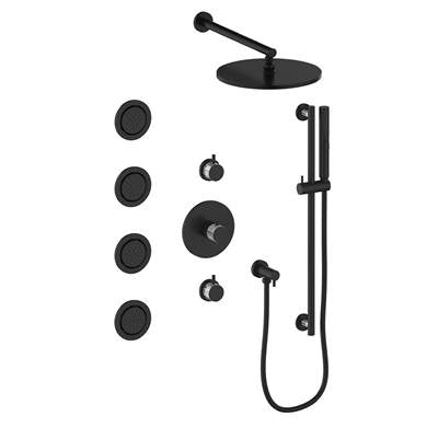 Vogt SET.DA.142.930.CB- Drava Thermostatic Shower Set with In-Wall Body Jets 3/4' Chrome Matte Black