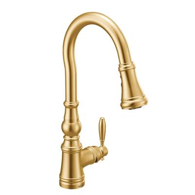 Moen S73004BG- Weymouth Single-Handle Pull-Down Sprayer Kitchen Faucet in Brushed Gold