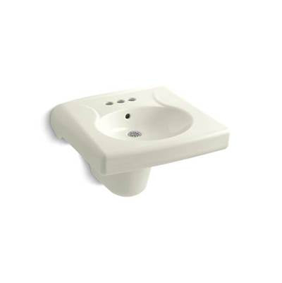 Kohler 1999-4-96- Brenham Wall-mounted or concealed carrier arm mounted commercial bathroom sink with 4'' centerset faucet holes and shroud | FaucetExpress.ca