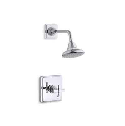 Kohler TS13134-3A-CP- Pinstripe® Pure Rite-Temp® shower valve trim with cross handle and 2.5 gpm showerhead | FaucetExpress.ca