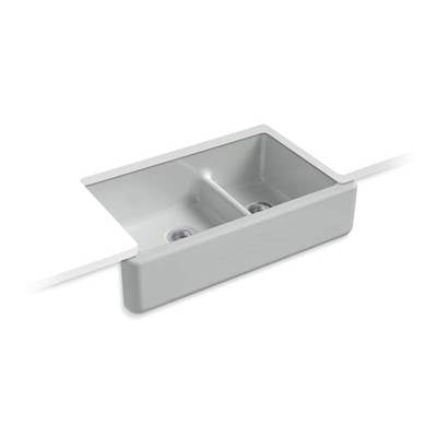 Kohler 6427-95- Whitehaven® 35-11/16'' x 21-9/16'' x 9-5/8'' Smart Divide® undermount double-bowl large/medium farmhouse kitchen sink | FaucetExpress.ca