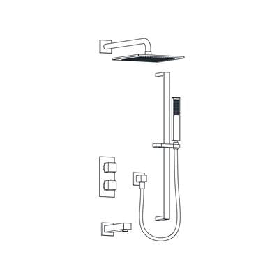 Aqualem TSKT3223-BG- ''3-Way Thermostatic Shower Kit Trim Set (Rough-In valve request: HW2300.RI ) - FaucetExpress.ca
