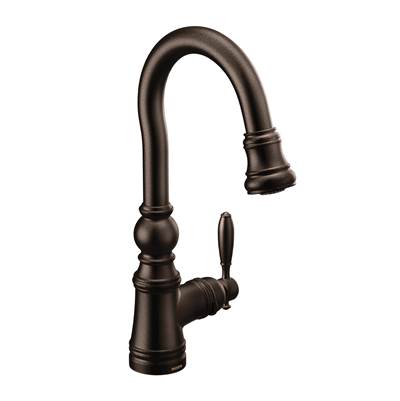 Moen S53004ORB- Weymouth Shepherd''s Hook Pulldown Kitchen Bar Faucet Featuring Metal Wand with Power Clean, Oil-Rubbed Bronze