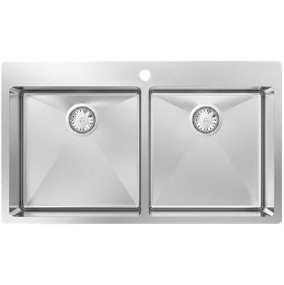 Zomodo MOC406DT- Montego Lrg Double 50/50 Sink - Tap Ledge, 18ga, R15 - FaucetExpress.ca