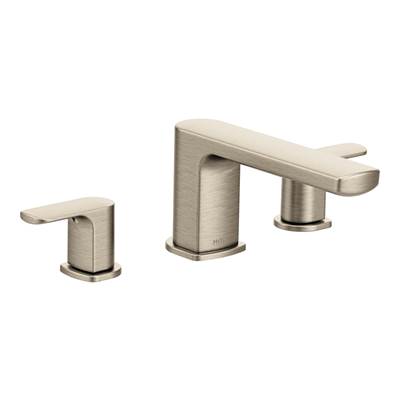 Moen T935BN- Rizon Two-Handle Deck Mount Modern Roman Tub Faucet Trim, Valve Required, Brushed Nickel