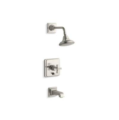 Kohler T13133-3A-BN- Pinstripe® Pure Rite-Temp® pressure-balancing bath and shower faucet trim with cross handle, valve not included | FaucetExpress.ca