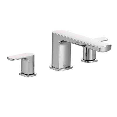 Moen T935- Rizon 2-Handle Deck-Mount Roman Tub Faucet Trim Kit in Chrome (Valve Not Included)