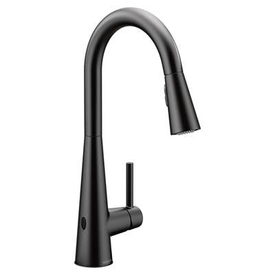 Moen 7864EWBL- Sleek Touchless Single-Handle Pull-Down Sprayer Kitchen Faucet with MotionSense Wave in Matte Black