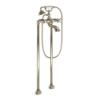 Moen S22105BN- Weymouth Two Handle Tub Filler with Cross-Handles and Handshower, Brushed Nickel