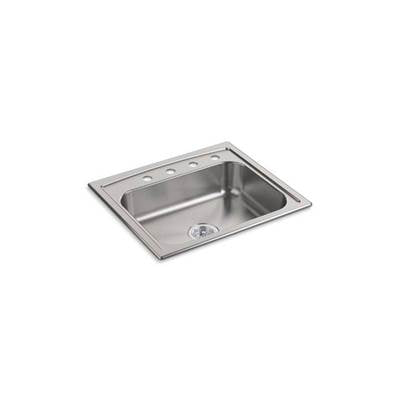 Kohler 4011-4-NA- Toccata 25'' x 22'' x 6'' top-mount single-bowl kitchen sink | FaucetExpress.ca