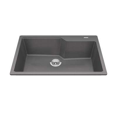 Kindred MGSM2031-9SG- Granite Series 30.7-in LR x 19.69-in FB Drop In Single Bowl Granite Kitchen Sink in Stone Grey