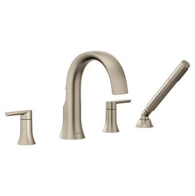 Moen TS984BN- Doux 2-Handle Deck Mount Roman Tub Faucet Trim Kit with Hand shower in Brushed Nickel (Valve Not Included)