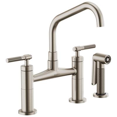 Brizo 62563LF-SS- Angled Spout Bridge, Knurled Handle | FaucetExpress.ca