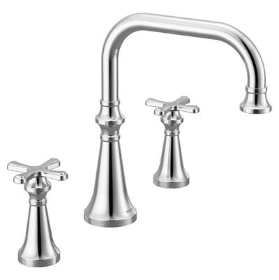 Moen TS44505- Colinet Two Handle Deck-Mount Roman Tub Faucet Trim with Cross Handles, Valve Required, in Chrome