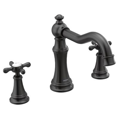 Moen TS22101BL- Weymouth Two-Handle Roman Tub Faucet with Cross Handles Trim Kit, Valve Required, Trim Only, Matte Black