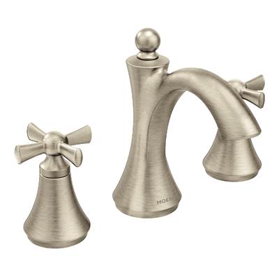 Moen T4524BN- Wynford 8 in. Widespread 2-Handle High-Arc Bathroom Faucet with Cross Handles in Brushed Nickel (Valve Sold Separately)