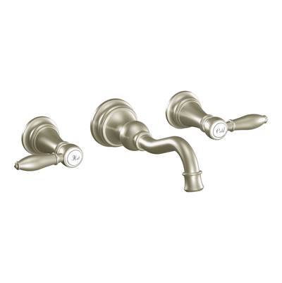 Moen TS42106BN- Ts42106Bn Weymouth Two-Handle High Arc Wall Mount Bathroom Faucet, Brushed Nickel