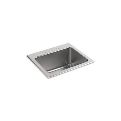 Kohler 5798-3-NA- Ballad 25'' x 22'' x 11-9/16'' top-mount utility sink with 3 faucet holes | FaucetExpress.ca