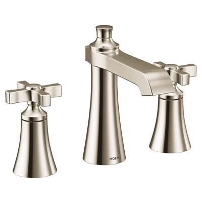 Moen TS6985NL- Flara Two-Handle 8 in. Widespread Cross Handle Bathroom Faucet Trim Kit, Valve Required, Polished Nickel