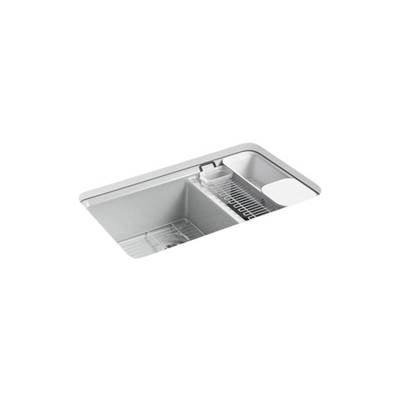 Kohler 8669-5UA3-95- Riverby® 33'' x 22'' x 9-5/8'' Undermount large/medium double-bowl kitchen sink with accessories and 5 oversized faucet holes | FaucetExpress.ca