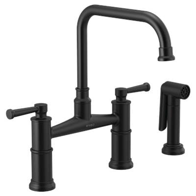 Brizo 62525LF-BL- Two Handle Bridge Kitchen Faucet With Spray