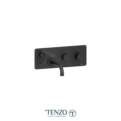Tenzo ALYT73-MB - Wall Mount Tub Faucet With Retractable Hose Alyss Matte Black