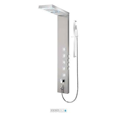 Tenzo TZST- Shower Col. Stain. Steel [Sh. Head Led Waterfall 5 Jets Hand Shower] Thermo./Vol. Ctrl Valve Brushed