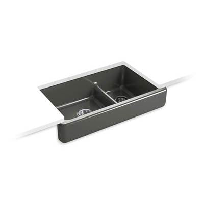 Kohler 6426-58- Whitehaven® 35-1/2'' x 21-9/16'' x 9-5/8'' Smart Divide® undermount double-bowl large/medium farmhouse kitchen sink | FaucetExpress.ca