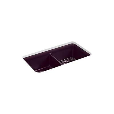 Kohler 8199-CM8- Cairn® 33-1/2'' x 18-5/16'' x 10-1/8'' Neoroc® undermount double-equal kitchen sink with rack | FaucetExpress.ca