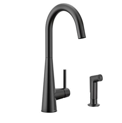 Moen 7870BL- Sleek Single-Handle Standard Kitchen Faucet with Side Sprayer in Matte Black