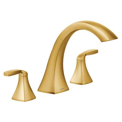 Moen T693BG- Voss 2-Handle Deck-Mount High-Arc Roman Tub Faucet Trim Kit in Brushed Gold (Valve Not Included)