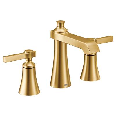 Moen TS6984BG- Flara Two-Handle 8 in. Widespread Lever Handle Bathroom Faucet Trim Kit, Valve Required, Brushed Gold