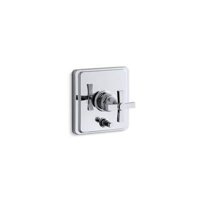Kohler T98757-3A-CP- Pinstripe® Rite-Temp(R) pressure-balancing valve trim with diverter and plain cross handle, valve not included | FaucetExpress.ca