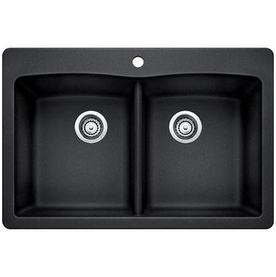 Blanco 400056- DIAMOND 210 Double Bowl Drop-in Sink, SILGRANIT®, Anthracite | FaucetExpress.ca