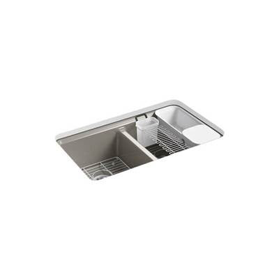 Kohler 8679-5UA3-K4- Riverby® 33'' x 22'' x 9-5/8'' Undermount double-equal kitchen sink with accessories and 5 oversized faucet holes | FaucetExpress.ca