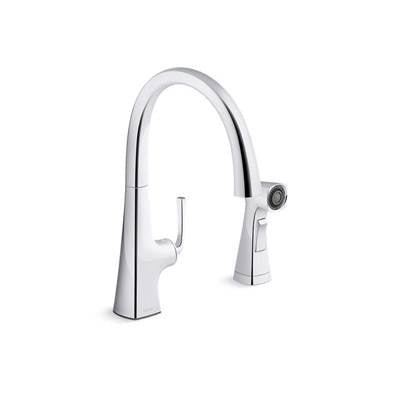 Kohler 22064-CP- Graze Kitchen sink swing spout faucet with sidespray | FaucetExpress.ca