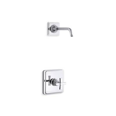 Kohler TLS13134-3A-CP- Pinstripe® Pure Rite-Temp® shower trim set with cross handle, less showerhead | FaucetExpress.ca