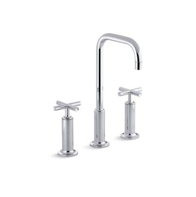 Kohler 14408-3-CP- Purist® Widespread bathroom sink faucet with high cross handles and high gooseneck spout | FaucetExpress.ca