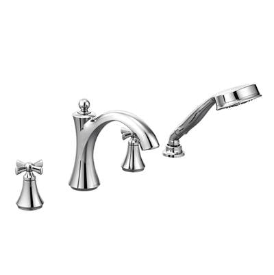 Moen T658- Wynford Two-Handle Diverter Roman Tub Faucet Includes Hand Shower Trim Only, Chrome