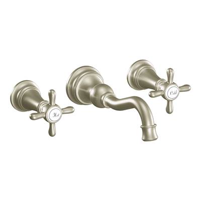 Moen TS42112BN- Weymouth Cross Handle Wall Mount Bathroom Faucet Trim, Valve Required, Brushed Nickel