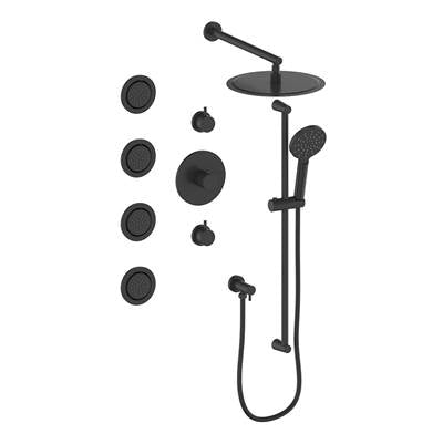 Vogt SET.WL.142.930.MB- Thermostatic Shower System with In-Wall Body Jets 3/4' Matte Black