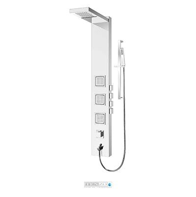 Tenzo TZSTC- Shower Col. Stain. Steel [Sh. Head Waterfall 3 Jets Hand Shower] Thermo./Vol. Ctrl Valve
